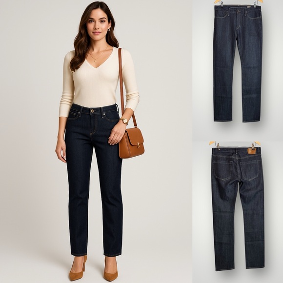 GoldSign | Dark Wash Straight Leg Jeans Size 32 Denim 5 Pocket Design EUC - Picture 1 of 9